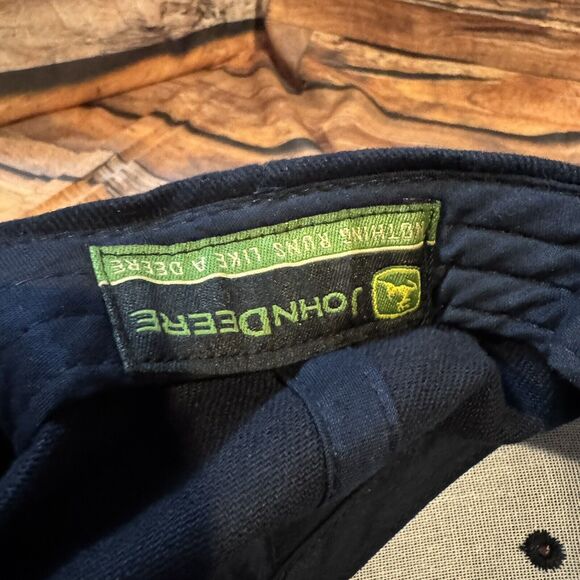 John Deere Navy Blue K-Products Script Logo Hat Cap Adjustable Strapback Farm - Picture 8 of 8